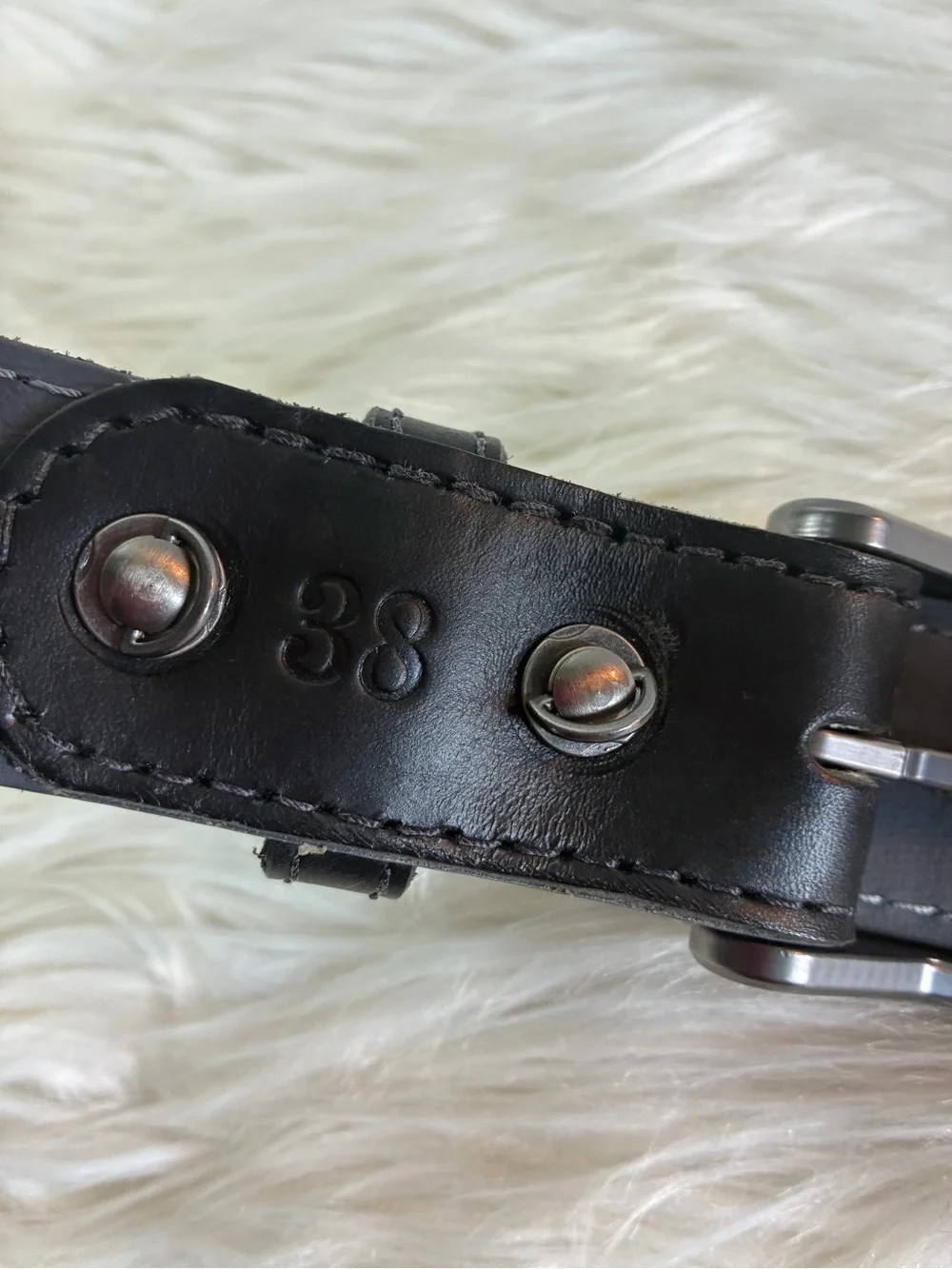 Men's Black Leather Belt with Matte Metal Buckle